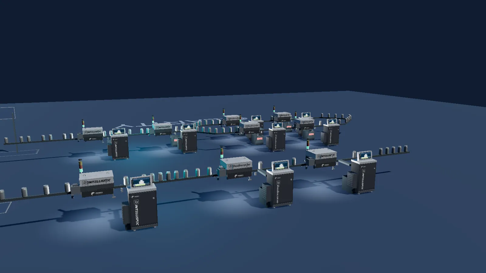 3D synoptic of a can line with its inspection machines