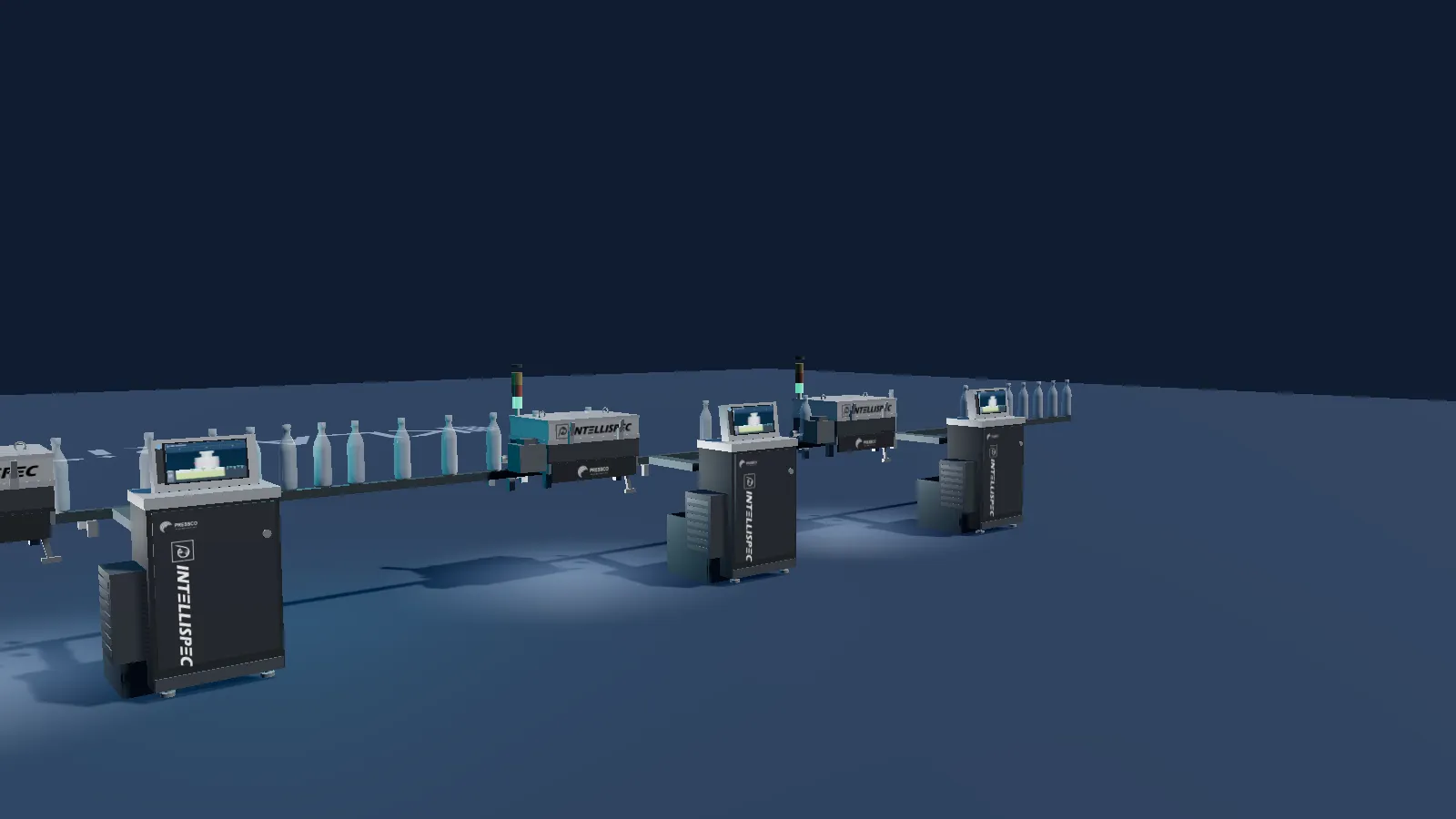 3D synoptic of a PET line with its inspection machines